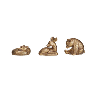 Resin Animals in Antique Gold Finish Assorted bear deer fox