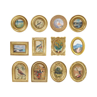 Resin Mini Framed Art Magnet in Gold Finish Assorted vintage fancy