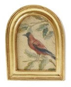 Resin Mini Framed Art Magnet in Gold Finish Assorted arch brown bird vintage