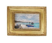 Resin Mini Framed Art Magnet in Gold Finish Assorted rectangle dock boat water