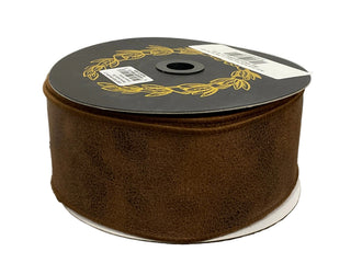 Rexine Suede Double Fused Ribbon 2.5" - SOLD BY THE FOOT brown 