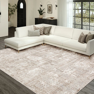 Rhodes RR3 8x10 Rug in Taupe Beige and brown textured area rug on a white background
