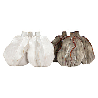 Two ceramic vases, one white and one with brown accents, on a white background. Roland Vase Assorted