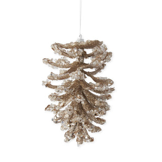 Rose Gold Iced Sequin Beaded Pinecone Ornament