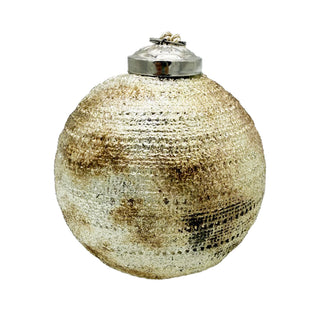 Round Glass Ball Ornament in Silver Finish 4in