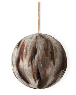 Round Gray Feather Ornament