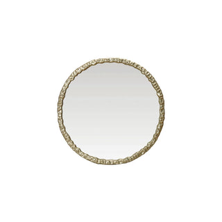 Round Textured Metal Framed Wall Mirror in Gold
