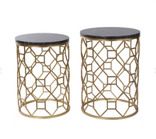 Load image into Gallery viewer, Round Side Tables with Black Marble Top

