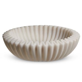 Ruffled Marble Bowl 8" stone powder white