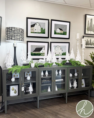 Framed farm sculptures with white matting