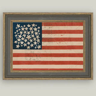 Rustic Flag Framed Antique Art 6"x4"