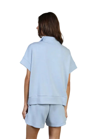 Dylan Short Sleeve Half-Zip in Denim