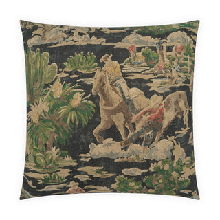 Saddler Pillow in Demin 22"x22" navy green taupe beige cream horse cowboy