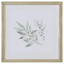 Sage Foliage Artwork Assorted green leaf leaves silver frame