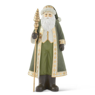 Sage Green Velvet Santa with Christmas Tree Staff