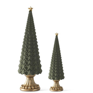 Sage Green Velvet Star Embossed Resin Tree Assorted