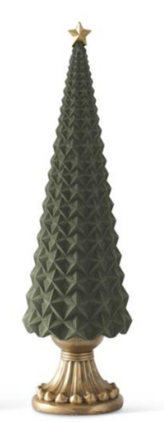 Sage Green Velvet Star Embossed Resin Tree Assorted