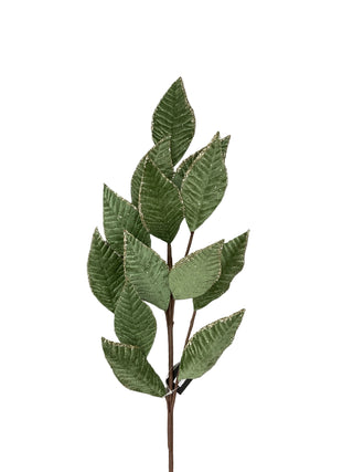 Sage Velvet Champagne Glittered Lined Leaf Stem 29"