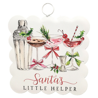 Santa's Little Helper Mini Scallop Metal Art