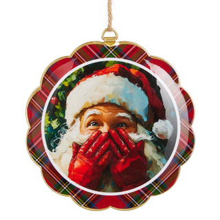 Santa's Secret Scalloped Disc Ornament