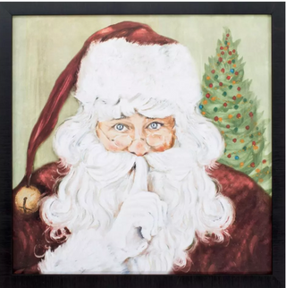 Santa with Christmas Tree Framed Print whimsical