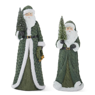 Santa with Green Coat and Bottle Brush Tree Assorted