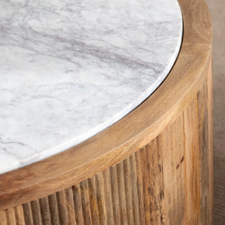Santorini Cocktail Table white marble top mango ride