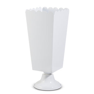 Scalloped White Urn 15.75"