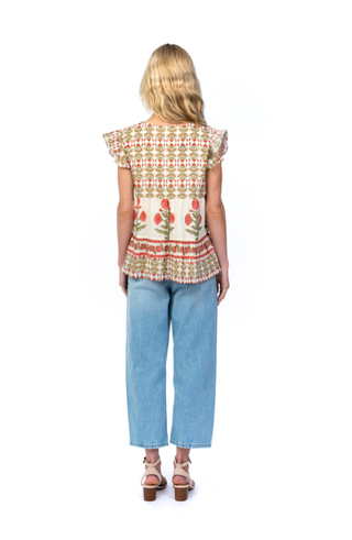 Cal Flora Flutter Sleeve Top