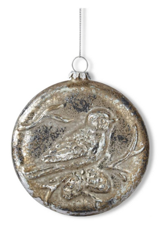 Silver Mercury Glass Embossed Ornament Assorted