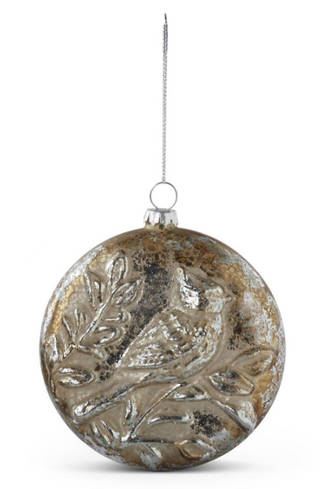 Silver Mercury Glass Embossed Ornament Assorted