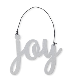 White Glittered Holiday Message Ornament Assorted