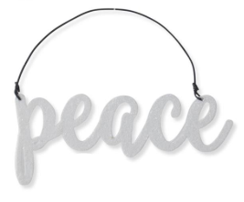 White Glittered Holiday Message Ornament Assorted