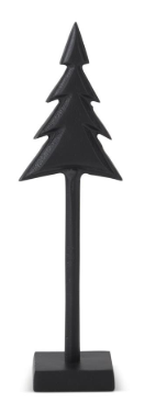 Matte Black Metal Christmas Trees on Spindles Assorted