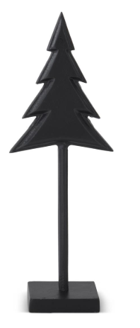 Matte Black Metal Christmas Trees on Spindles Assorted
