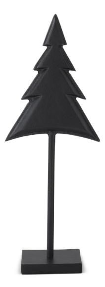 Matte Black Metal Christmas Trees on Spindles Assorted
