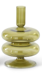 Handmade Green Glass Modern Taper Candleholder Assorted