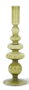 Handmade Green Glass Modern Taper Candleholder Assorted