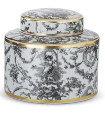 Black, White & Gold Ceramic Swinging Lady Ginger Jar Assorted