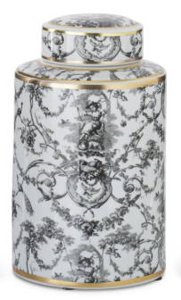 Black, White & Gold Ceramic Swinging Lady Ginger Jar Assorted