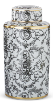 Black, White & Gold Ceramic Swinging Lady Ginger Jar Assorted