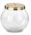 Gold Floral Frog Top Clear Glass Vase Assorted
