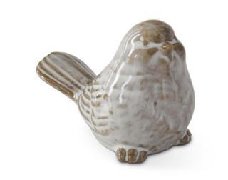 Cream & Taupe Glazed Ceramic Bird, Assorted