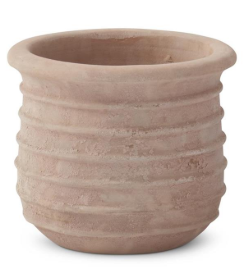 Flared Edge Ribbed Terracotta Pots with Drains