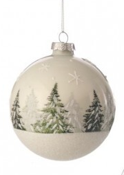 Glass Evergreen Tree Ball Ornament Assorted