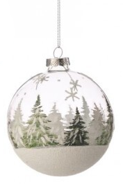 Glass Evergreen Tree Ball Ornament Assorted