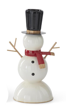 Black & White Metal Snowman Taper Candleholder