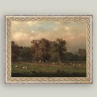 Sheep Farm Framed Antique Art 16"x12"