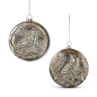 Silver Mercury Glass Embossed Ornament Assorted
