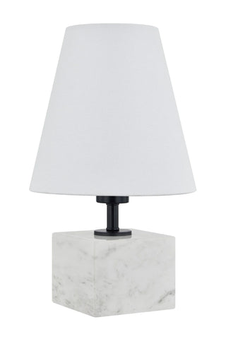 Simone Mini Table Lamp white shade white marble stone